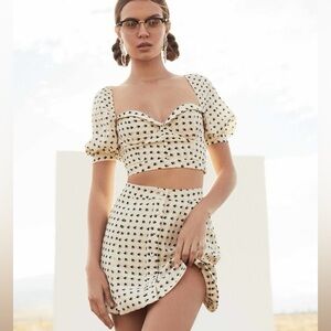 SET: NWT For Love & Lemons Sweetheart Crop Top & Skirt Set M